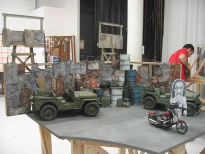 We created this 1/6 scale military compound miniature set with dressing and jeeps for the Brisk Machete stop motion Superbowl commercial. https://youtu.be/_eUZ0-_6LqY	